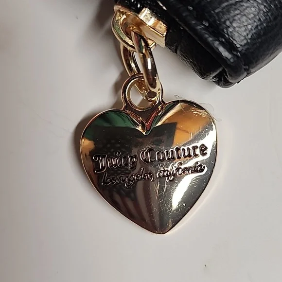 Juicy Couture black w/gold heart charm & Keychain wallet, change, card holder. - Picture 2 of 5